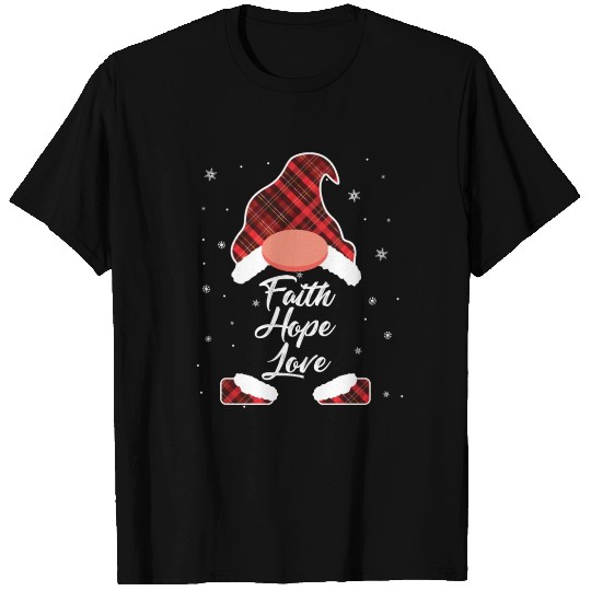 Faith Hope Love Religious Family Christmas Gnome T Shirts