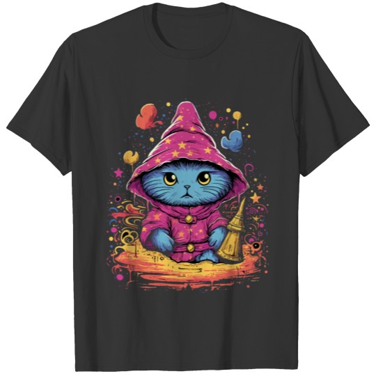 Cute Magician Cat Sorcerer Wizard Kawaii Anime Cat T Shirts