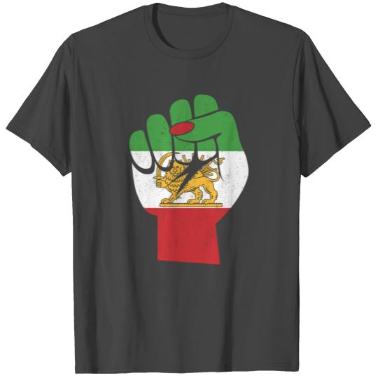 Iranian Flag Female Fist Support Women of Iran T Shirts