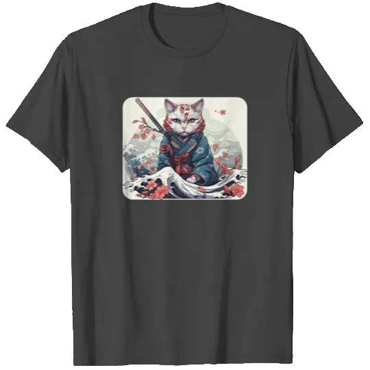 Japanese Samurai Cat Japan Aesthetic Cat Lover T Shirts