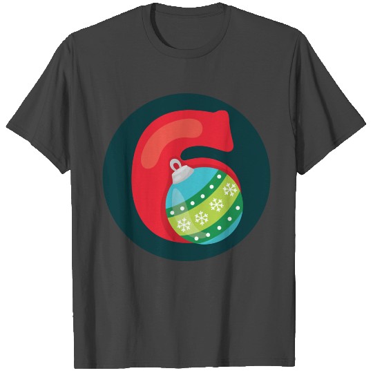 Number 6 Christmas Balls Age Six T Shirts