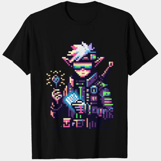 Cyberpunk Elf Neon-Lit Goggles and Digital Key T Shirts