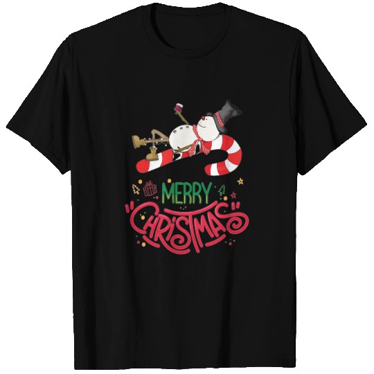 Snowman Lying On Candy Cane Merry Christmas T Shirts