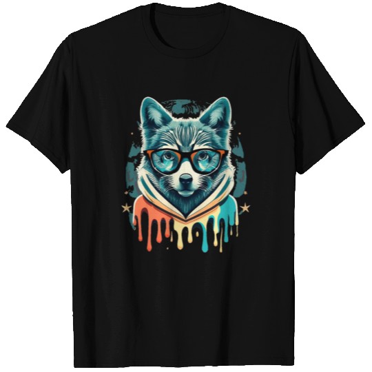 Hipster Wolf Drip T Shirts
