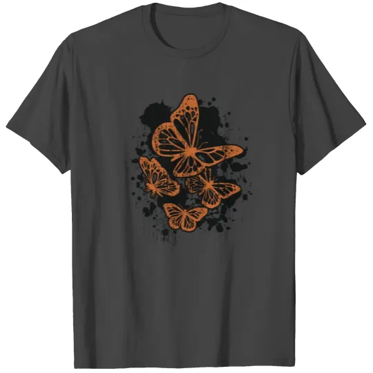 Orange Grunge Fairycore Gothic Butterflies Graphic T Shirts
