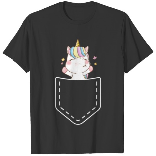Cute Unicorn In A Fake Pocket T Shirts