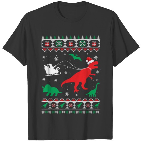Reindeer Dinosaur Ugly Christmas Xmas For Boy Kids T Shirts