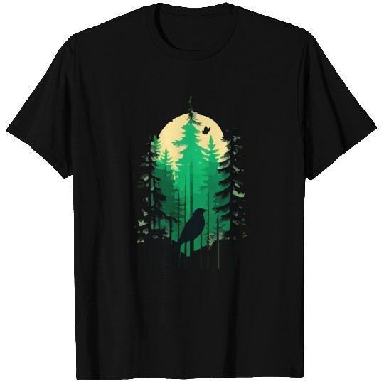 Minimalist Bird in the forest T Shirts