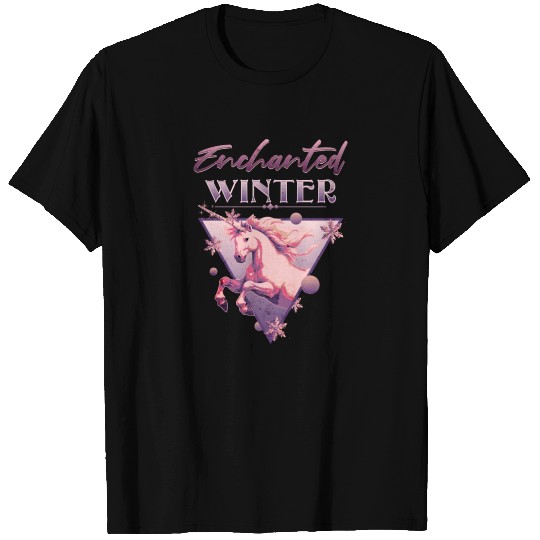Enchanted Winter 80s Retro Lilac Unicorn T Shirts