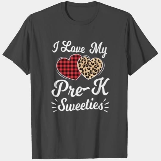 Heart Leopard Buffalo Plaid Valentines Day Pre K T Shirts