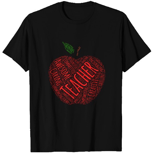 Creative Teacher Red Apple Word Art T Shirts