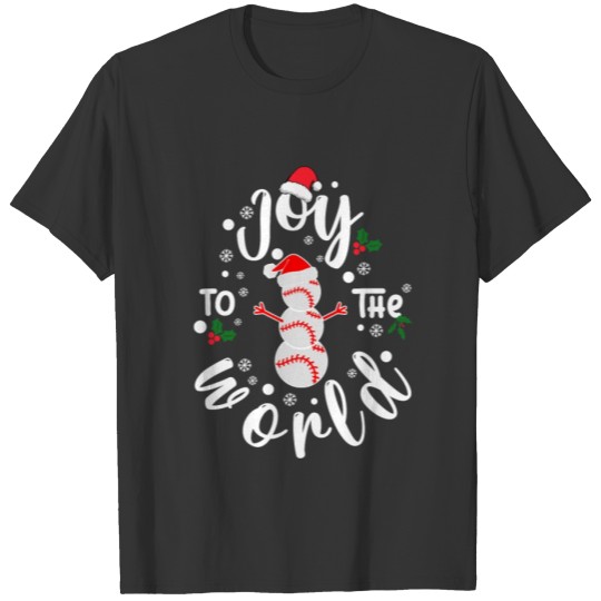 Christmas Baseball Snowman Joy To The World T Shirts