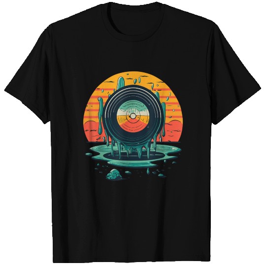 Melting Vinyl Record Sunset Music Lover Vintage T Shirts