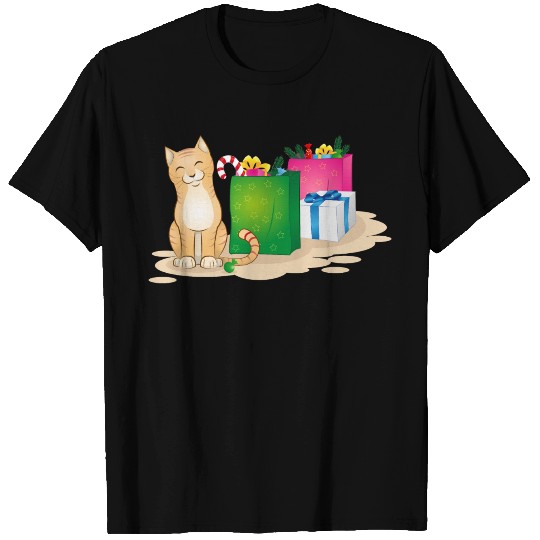 cute cat with christmas gifts T Shirts