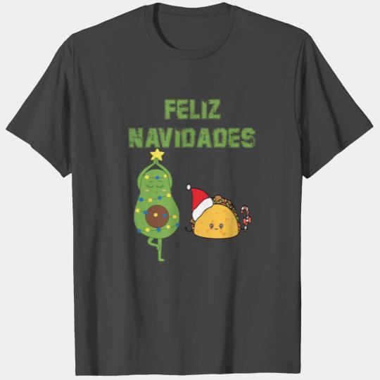 Feliz Navidad Avocado Tacos Mexican Christmas Yoga T Shirts