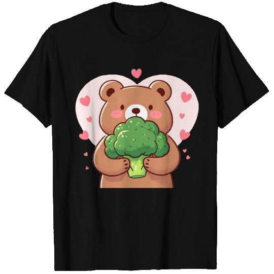 Bear in love hugs huge broccoli T Shirts