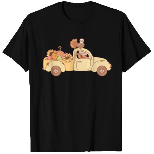 Fall Truck Driven by a Scarecrow, Turkey on Top T Shirts