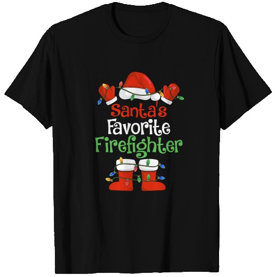 Santa's Favorite Firefighter Funny Christmas T Shirts