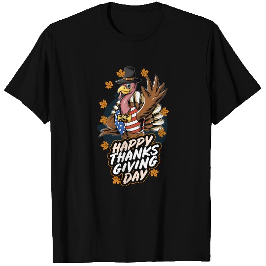 happy thanksgiving day turkey T Shirts