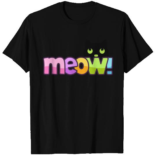 black cat meowing meme T Shirts