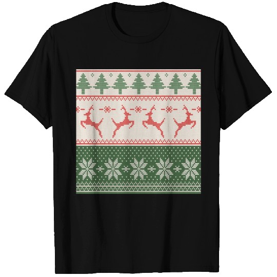 Sage Green Ugly Sweater Christmas Flying Reindeer T Shirts