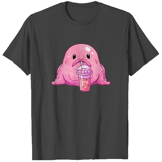 Kawaii Blobfish Pink Boba Bubble Milk Tea T Shirts