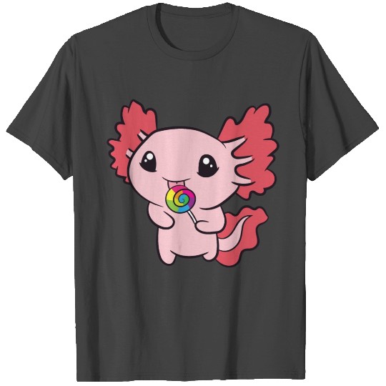 Axolotl Sweets Lollipop Snaxolotl Kawaii T Shirts