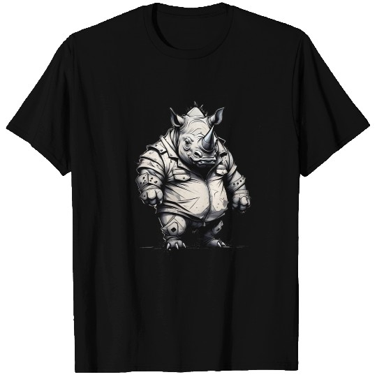 Combative Rhinoceros T Shirts