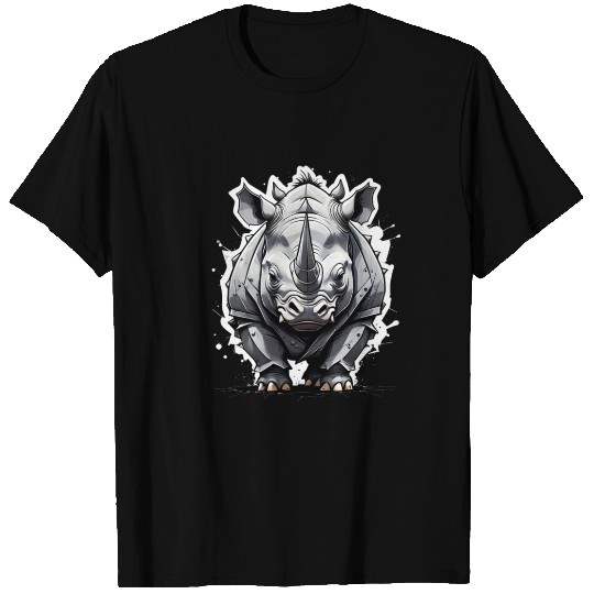 Combative Rhinoceros T Shirts