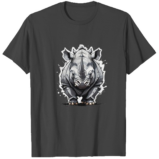 Combative Rhinoceros T Shirts