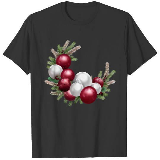 Cranberry and White Christmas Greenery Decor T Shirts