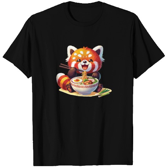 Cute Red Panda Eats Ramen Noodles Red Panda T Shirts