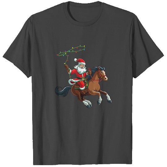 Cowboy Santa Riding A Horse Christmas Funny T Shirts