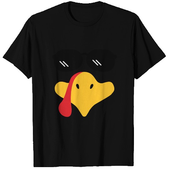 Turkey Face With Sunglasses Funny Thanksgiving T Shirts