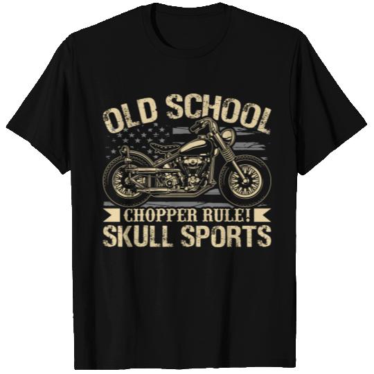 Motorcycle Rider Old School Chopper Rule Skull T Shirts