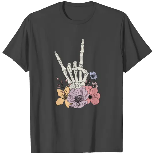 Skeleton Hand Flowers T Shirts