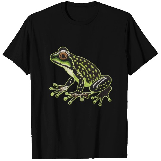 Faux Embroidered Frog Design T Shirts