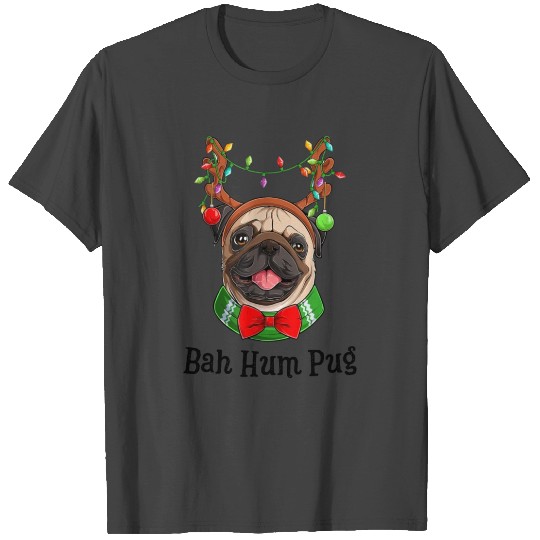Bah Hum Pug Cute Funny Puppy Dog Pet Christmas T Shirts