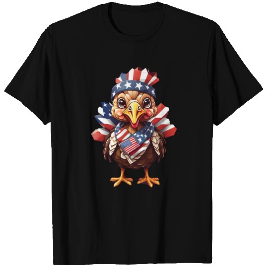 Feathered Patriot: Turkey in Stars & Stripes T Shirts