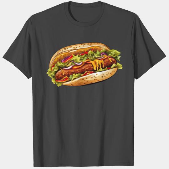 Irresistible Hot Dog with Onions, Lettuce, and T Shirts