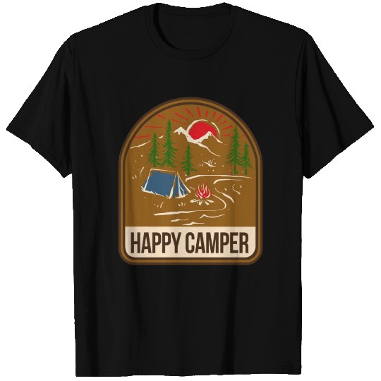 Happy Camper Camping Campfire Tent T Shirts