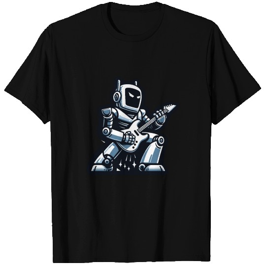 Robot rocking out on guitar T Shirts and sticker