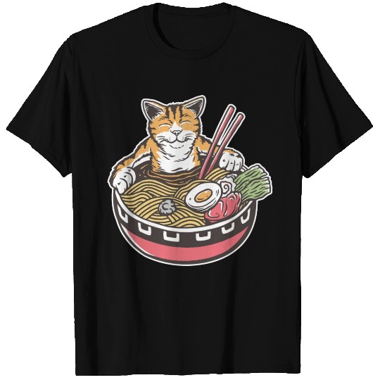 Cat in the Ramen Bowl T Shirts