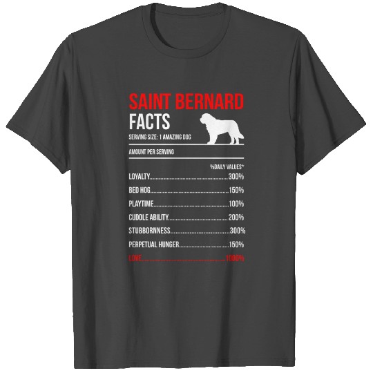 Saint bernard Facts Dog Breed Lover Owner T Shirts
