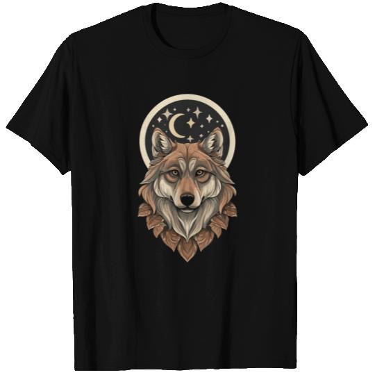 Wolf Moon Stars Design T Shirts