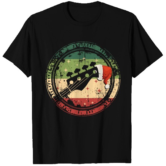 Vintage Bass Guitar Christmas Theme for Bassist T Shirts
