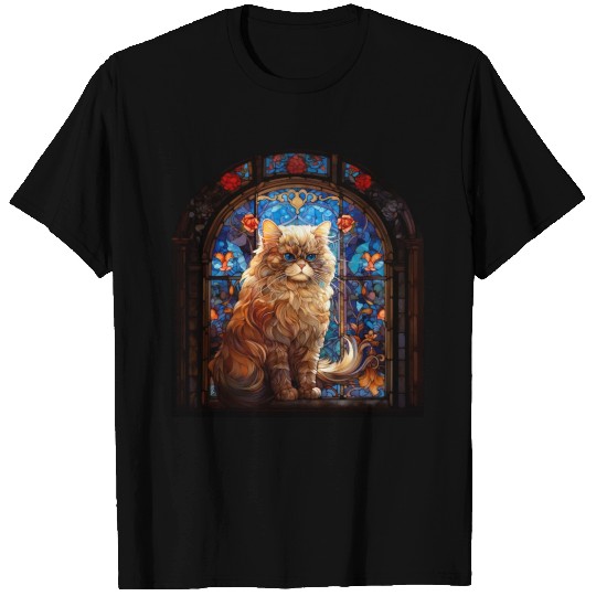 Persian cat in stained glass T Shirts