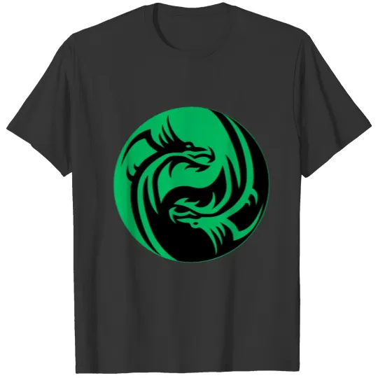 tow Dragonball in circle green and black T Shirts