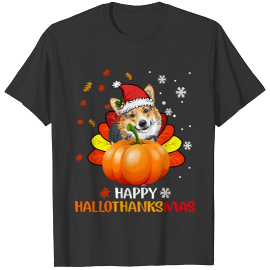 Corgi Halloween And Merry Happy Hallothanksmas T Shirts
