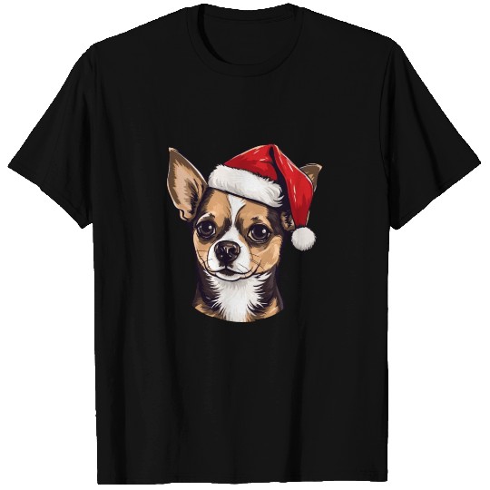 Chihuahua dog head Christmas portrait T Shirts